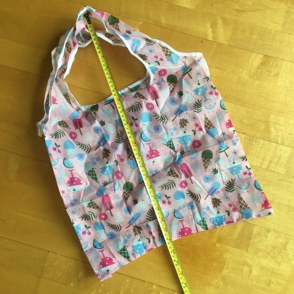 Ice Cream Print Reusable Travel Shopping Tote Bag, Pink, Purple - Picture 10 of 13